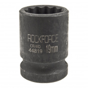 Головка торцевая 19мм 1/2" 12-гранная ударная L=58мм ROCKFORCE RF-44819 /1/225