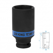 Головка торцевая ударная глубокая шестигранная 1/2", 33 мм KING TONY 443533M Головка торцевая ударная глубокая шестигранная 1/2", 33 мм KING TONY 443533M