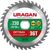 URAGAN Optima, 230 х 32/30 мм, 36Т, пильный диск по дереву (36801-230-32-36)
