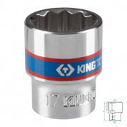 Головка торцевая стандартная двенадцатигранная 3/8", 17 мм KING TONY 333017M Головка торцевая стандартная двенадцатигранная 3/8", 17 мм KING TONY 333017M