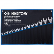 Набор комбинированных ключей, 10-32 мм, чехол из теторона, 15 предметов KING TONY 12D15MRN Набор комбинированных ключей, 10-32 мм, чехол из теторона, 15 предметов KING TONY 12D15MRN