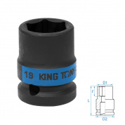 Головка торцевая ударная шестигранная 1/2", 19 мм KING TONY 453519M Головка торцевая ударная шестигранная 1/2", 19 мм KING TONY 453519M