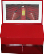 Стенд металлический противопожарный с ящиком для песка