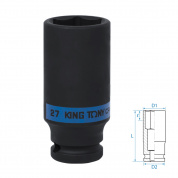Головка торцевая ударная глубокая шестигранная 1/2", 27 мм KING TONY 443527M Головка торцевая ударная глубокая шестигранная 1/2", 27 мм KING TONY 443527M