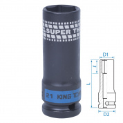Головка торцевая ударная глубокая 1/2", 21 мм, тонкостенная KING TONY 441521M Головка торцевая ударная глубокая 1/2", 21 мм, тонкостенная KING TONY 441521M