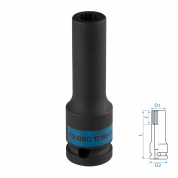Головка торцевая ударная глубокая двенадцатигранная 1/2", 10 мм KING TONY 443010M