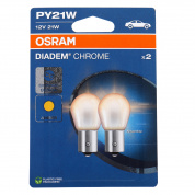 Автолампа PY21W (BAU15s) DIADEM CHROME (блистер, 2шт) 12V OSRAM /1/10