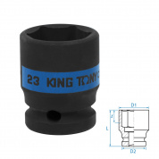 Головка торцевая ударная шестигранная 1/2", 23 мм KING TONY 453523M Головка торцевая ударная шестигранная 1/2", 23 мм KING TONY 453523M