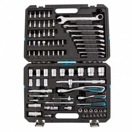 Набор инструментов, 1/4", 1/2", CrV, 120 зубьев, 82 предмета Gross