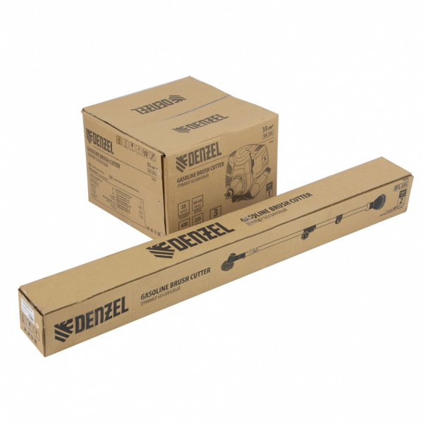 Триммер бензиновый DTL-33S, 33 см3, разъемная штанга, состоит из 2 частей Denzel 