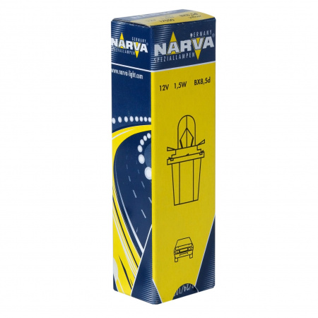 Автолампа BAX1.5W с желтым патроном (BX8.5d) 12V NARVA /10/200