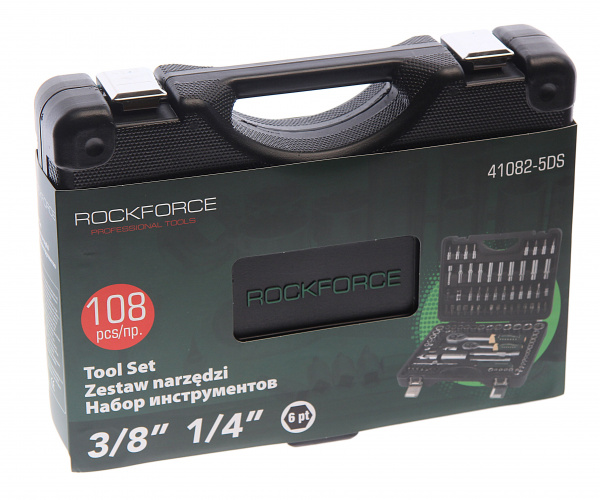 Набор торцевых головок и вставок RF-41082-5DS: 1/4" & 3/8"DR 6-гранных 108пр. ROCKFORCE /1/8 Набор торцевых головок и вставок RF-41082-5DS: 1/4" & 3/8"DR 6-гранных 108пр. ROCKFORCE /1/8