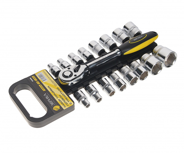 Набор торцевых головок с трещоткой ER-96100 1/2" DR 8-30мм 17 предметов, 72 зуб. (на держателе) ЭВРИКА /1/5/10 Набор торцевых головок с трещоткой ER-96100 1/2" DR 8-30мм 17 предметов, 72 зуб. (на держателе) ЭВРИКА /1/5/10