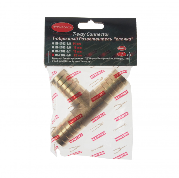 Разветвитель RF-E102-6/8 T-образный "елочка" 20мм  ROCKFORCE /1