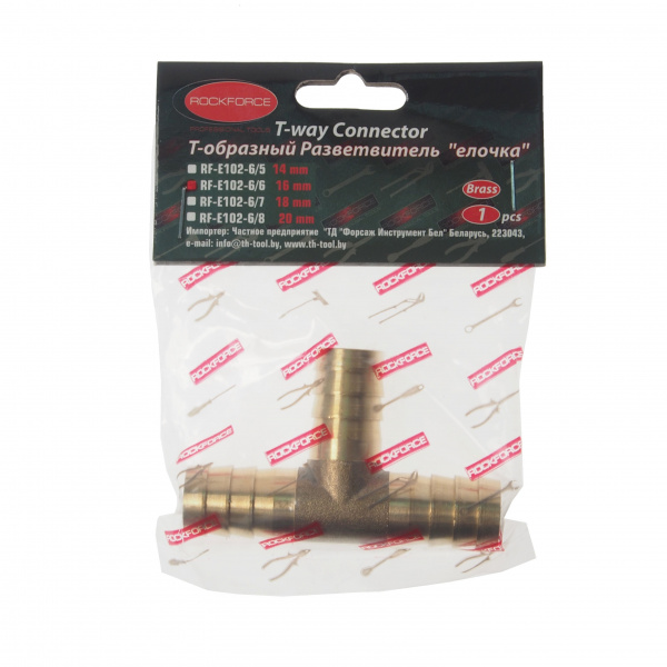 Разветвитель RF-E102-6/6 T-образный "елочка" 16мм  ROCKFORCE /1