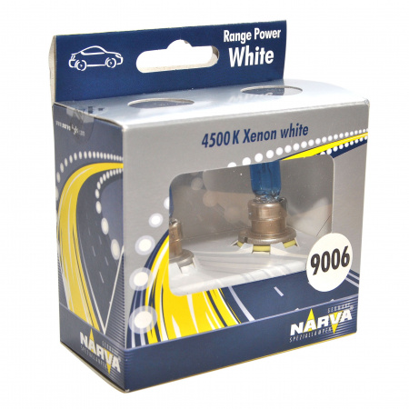 Автолампа HB4/9006 (55) P22d RANGE POWER WHITE 4500K (2шт) 12V NARVA /1/10  (ст. артикул: 98552RPW2)