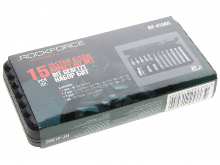 Набор бит RF-4156C TORX с битодержателем,15пр. 1/2"(L: 30/75мм; Т20,Т25,Т30,Т40,Т45,Т50,Т55), в кейсе ROCKFORCE /1