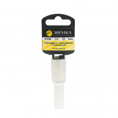 Головка торцевая  9мм 1/2" 6-гранная глубокая L=80мм (с держателем) ЭВРИКА ER-91502H 1/160