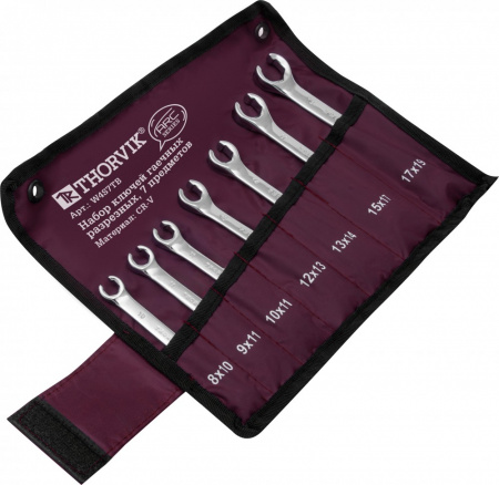 W4S7TB Набор ключей гаечных разрезных серии ARC в сумке, 8-19 мм, 7 предметов