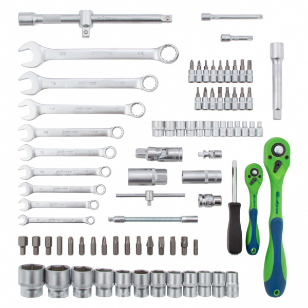 Набор инструментов 82 предмета, CrV, 1/2", 1/4" Сибртех Набор инструментов 82 предмета, CrV, 1/2", 1/4" Сибртех