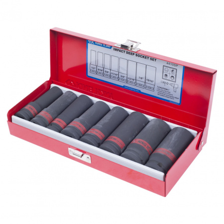 Набор ударных глубоких торцевых головок 1/2", шестигранные, 1/2"-15/16", 8 предметов KING TONY 4410SP Набор ударных глубоких торцевых головок 1/2", шестигранные, 1/2"-15/16", 8 предметов KING TONY 4410SP