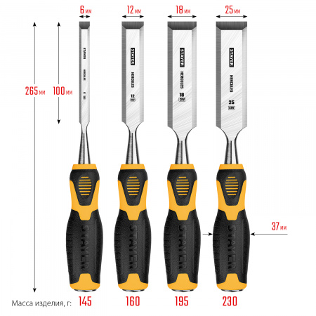 STAYER Hercules, 4 предм, набор стамесок-долот, Professional (18205-H4)