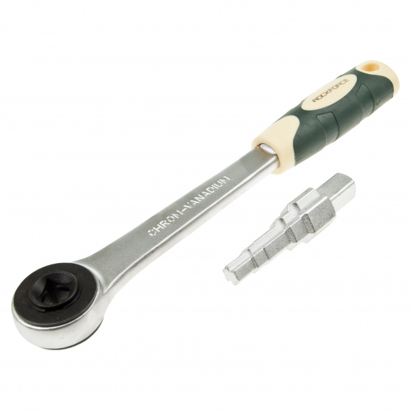 Трещотка RF-4031 с внутренним квадратом 1/2'' (L-270мм, 30зуб.) и ключом ступенчатым для американок,в блистере ROCKFORCE /1/25