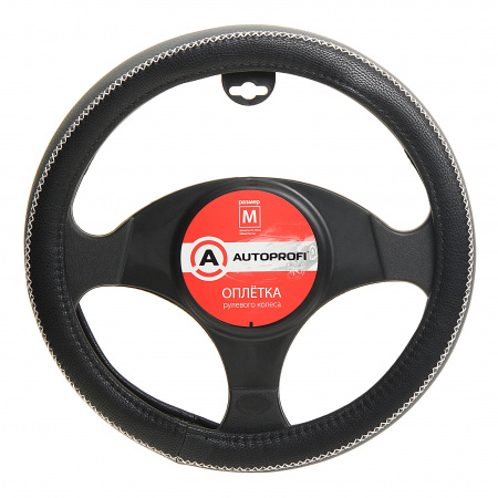 Оплетка руля AP-1931BK/GY (M) экокожа AUTOPROFI /1/20