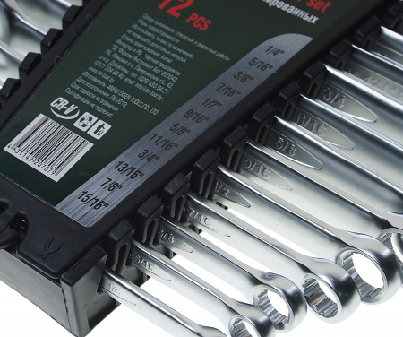 Набор ключей комбинированных RF-5121S: дюймовых 12пр.(1/4,5/16,3/8,7/16,1/2,9/16,5/8,11/16,3/4,13/16,7/8,15/16мм) на пластиковом держателе ROCKFORCE / Набор ключей комбинированных RF-5121S: дюймовых 12пр.(1/4,5/16,3/8,7/16,1/2,9/16,5/8,11/16,3/4,13/16,7/8,15/16мм) на пластиковом держателе ROCKFORCE /