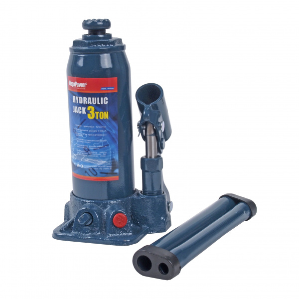 Домкрат гидравлический M-90304 бутылочный 3т (выс.подъема 194-372мм) с клапаном MEGAPOWER /1/6 HIT