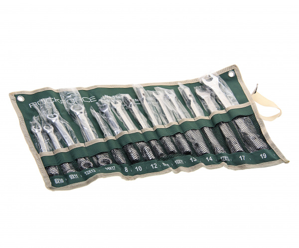 Набор ключей комбинированный RF-5145R: комбинированный 14пр.(разрезные:8х10,9х11,12х13,14х17мм;торц.шарнир-е:8х10,10х11,12х13мм;рожково-торцевые:8,10,