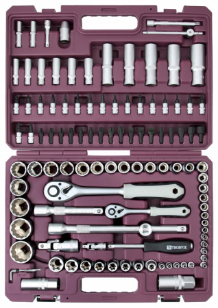 TS108/12 Набор инструмента универсальный 1/4", 1/2"DR с головками торцевыми 12-гранными, 108 предметов TS108/12 Набор инструмента универсальный 1/4", 1/2"DR с головками торцевыми 12-гранными, 108 предметов