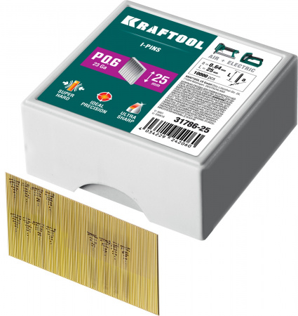 KRAFTOOL тип 23GA (P0.6) 25 мм, 10 000 шт, шпильки для нейлера (31786-25)