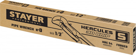 STAYER Hercules-S, №0, 1/2″, 240 мм, трубный ключ с изогнутыми губками, Professional (27311-0)