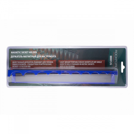 Держатель магнитный RF-880012G: для 10 головок 1/2" (321х37мм),в блистере ROCKFORCE /1/24