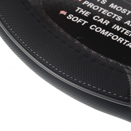 Оплетка руля MIS-LT-24A (M) BLACK/GREY кожа MISTAR /1/25