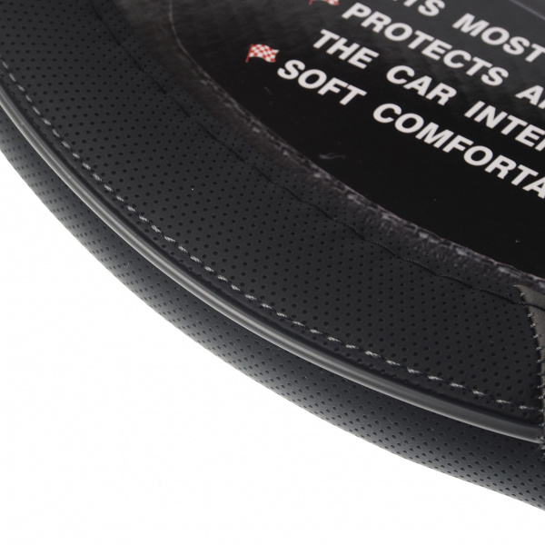 Оплетка руля MIS-LT-24A (M) BLACK/GREY кожа MISTAR /1/25