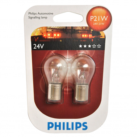 Автолампа P21W (BA15s) (блистер, 2шт) 24V PHILIPS /1/10