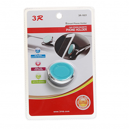 Держатель телефона 3R-1021 BLACK/BLUE магнитный на панель приборов (3M-скотч) 3R /1/60