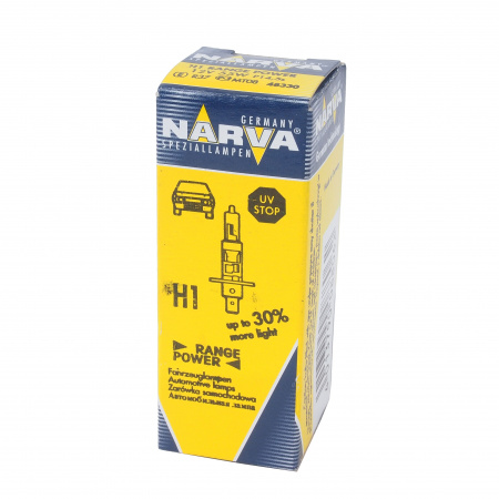 Автолампа H1 (55) P14.5s+30% RANGE POWER 12V NARVA /1/10/100