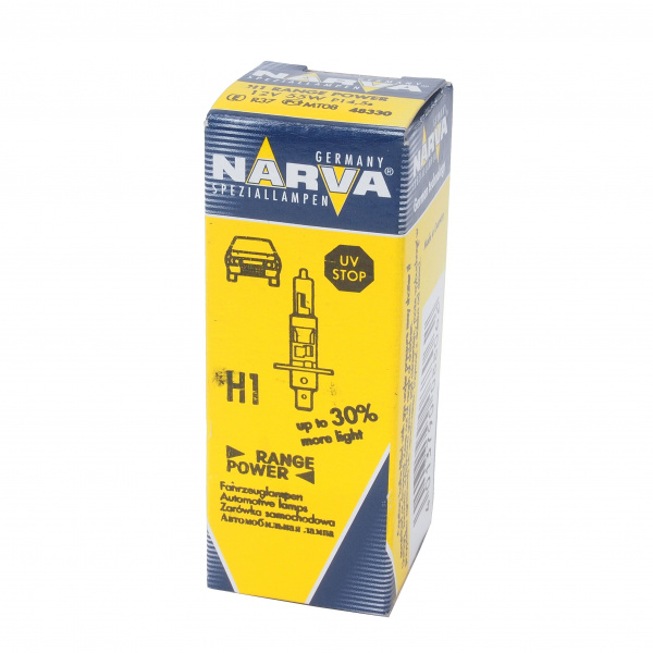 Автолампа H1 (55) P14.5s+30% RANGE POWER 12V NARVA /1/10/100