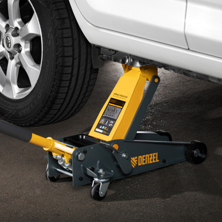 Домкрат гидравлический подкатной 3 т, с фиксатором, быстрый подъем, 135-480 мм, профессиональный Denzel
