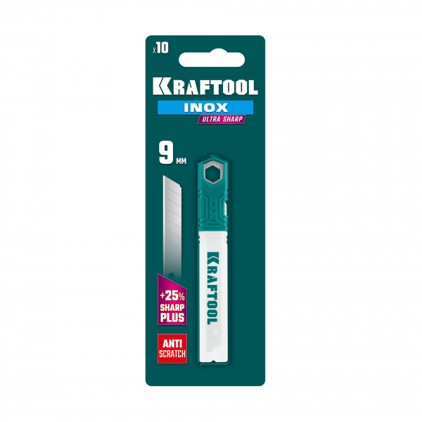 KRAFTOOL INOX 9 мм, 10 шт, нержавеющие сегментированные лезвия (09608-09-S10)