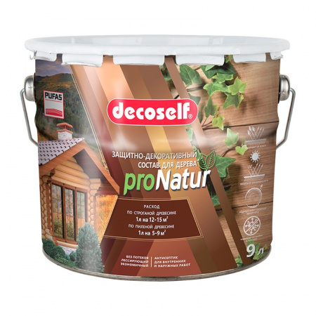 Антисептик лессирующий для дерева Pufas Decoself тик (9 л)