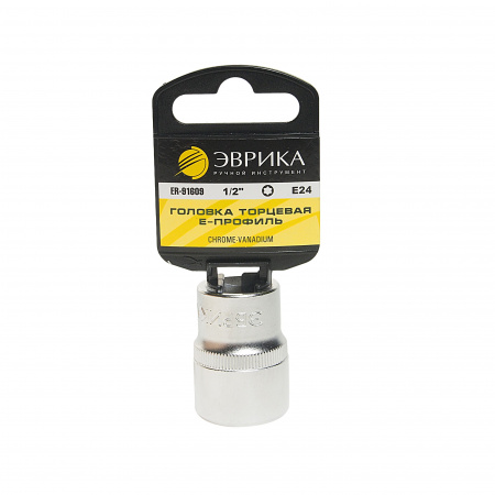 Головка торцевая Е24 1/2" TORX L=40мм (с держателем) ЭВРИКА ER-91609H  1/96 Головка торцевая Е24 1/2" TORX L=40мм (с держателем) ЭВРИКА ER-91609H  1/96