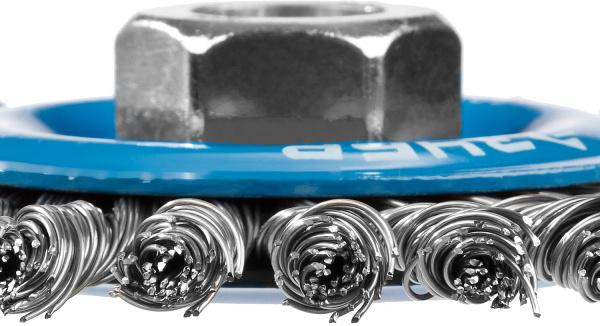 ЗУБР 100 мм, жгутированная стальная проволока 0.5 мм, щетка дисковая для УШМ, Профессионал (35192-100)