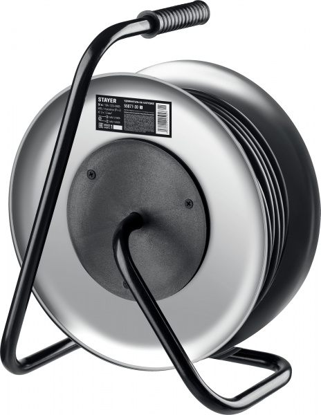 STAYER PRO-315, КГ, 3 x 1.5 мм2, 30 м, 3700 Вт, IP44, силовой удлинитель на стальной катушке (55077-30)