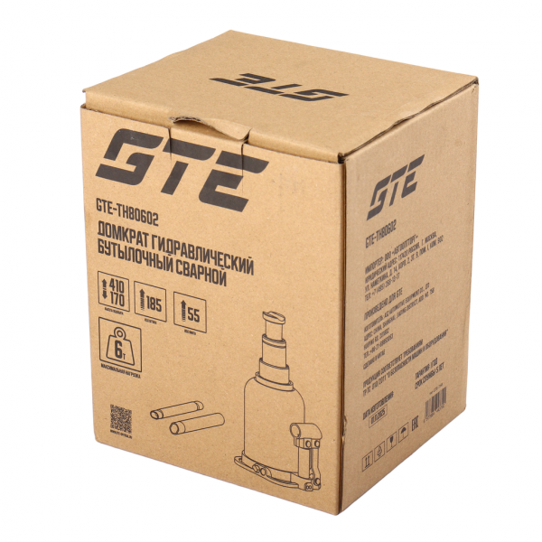 GTE Домкрат бутылочный 6т 170-410мм 2-х плунжерный GTE
