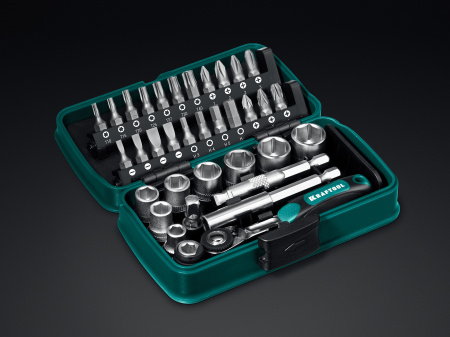 KRAFTOOL X-Drive 35, 35 предм., универсальный набор инструмента 1/4″ (27974)