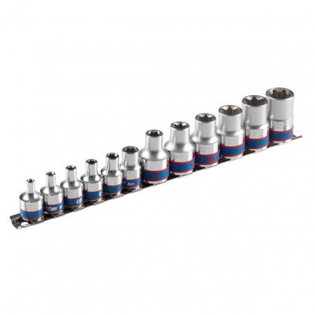 Набор торцевых головок 3/8", 1/2", TORX Е-стандарт, E4-E20, 12 предметов KING TONY 7113PR
